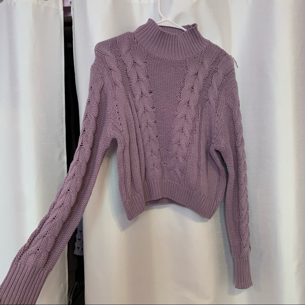 Aeropostale Purple Cable Knit Mockneck Sweater